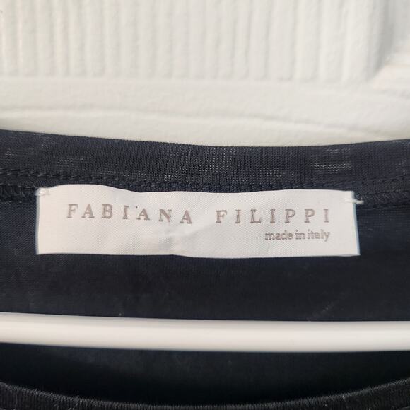 Fabiana Filippi Cotton Silk Blend Tank Top L Black Quiet Luxury Office Shell - Picture 5 of 9